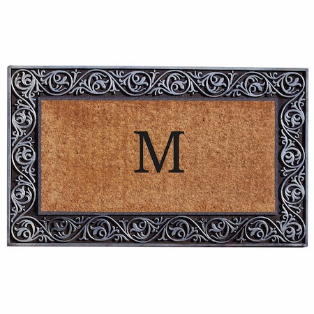Calloway Mills Monogram Door Mat, Silver, Black, Natural, 18 in W x 30 in L 10002SILVM